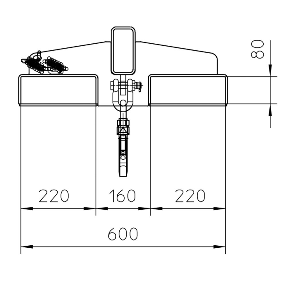 Číslo obrázku produktu 2: Bauer® Rameno, model 2, pevné provedení, 2 pozice háku, základní délka 1 600 mm, nosnost 1 000 kg, světle modré