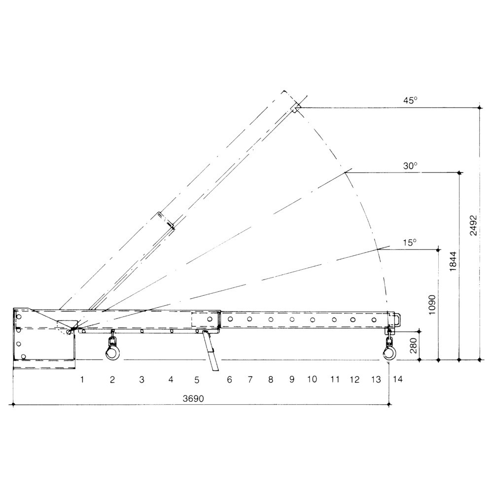 Číslo obrázku produktu 3: Bauer® Teleskopický nakladač, model 1, dosah až 3 690 mm, nosnost až 2 500 kg, žlutooranžový