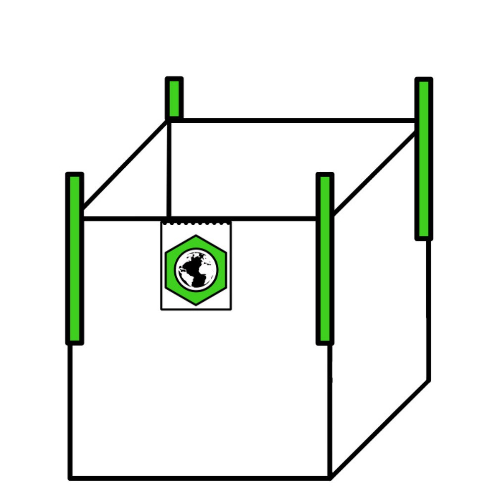 Obrázek produktu: Přepravní pytel Big Bag, 4 zvedací smyčky typu Cross Corner, nahoře otevřený, bez povrchové úpravy, nosnost 1500 kg, 1stranný potisk, 300 ks/JB