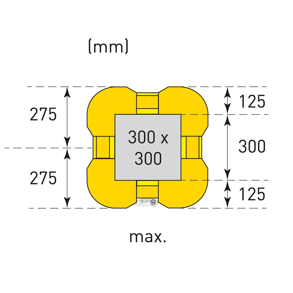 Číslo obrázku produktu 8: Ochrana sloupů proti kolizím MORAVIA, výška 1 100 mm, pro rozměry sloupu (Š x H) 200–300 x 200–300 mm
