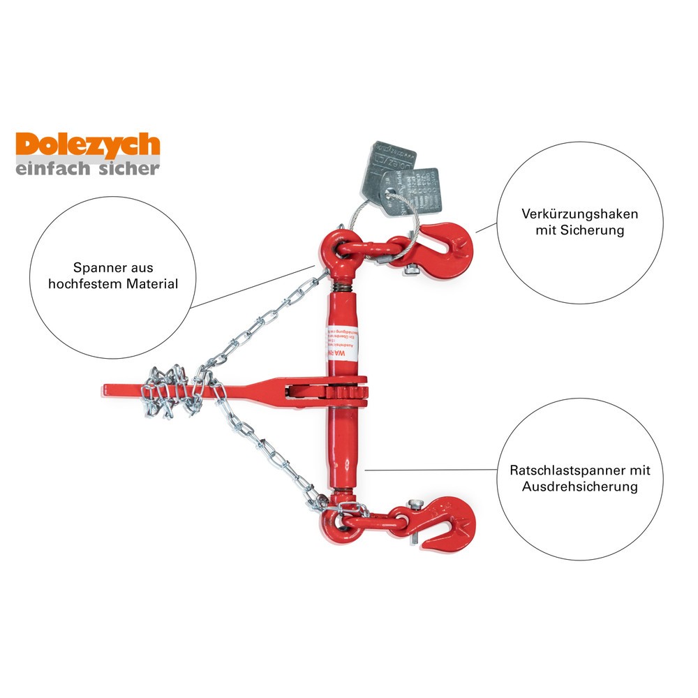 Číslo obrázku produktu 3: Dolezych 2-dílný upínací řetěz, svíčkový hák na obou stranách, 2.200 daN, délka 2 m