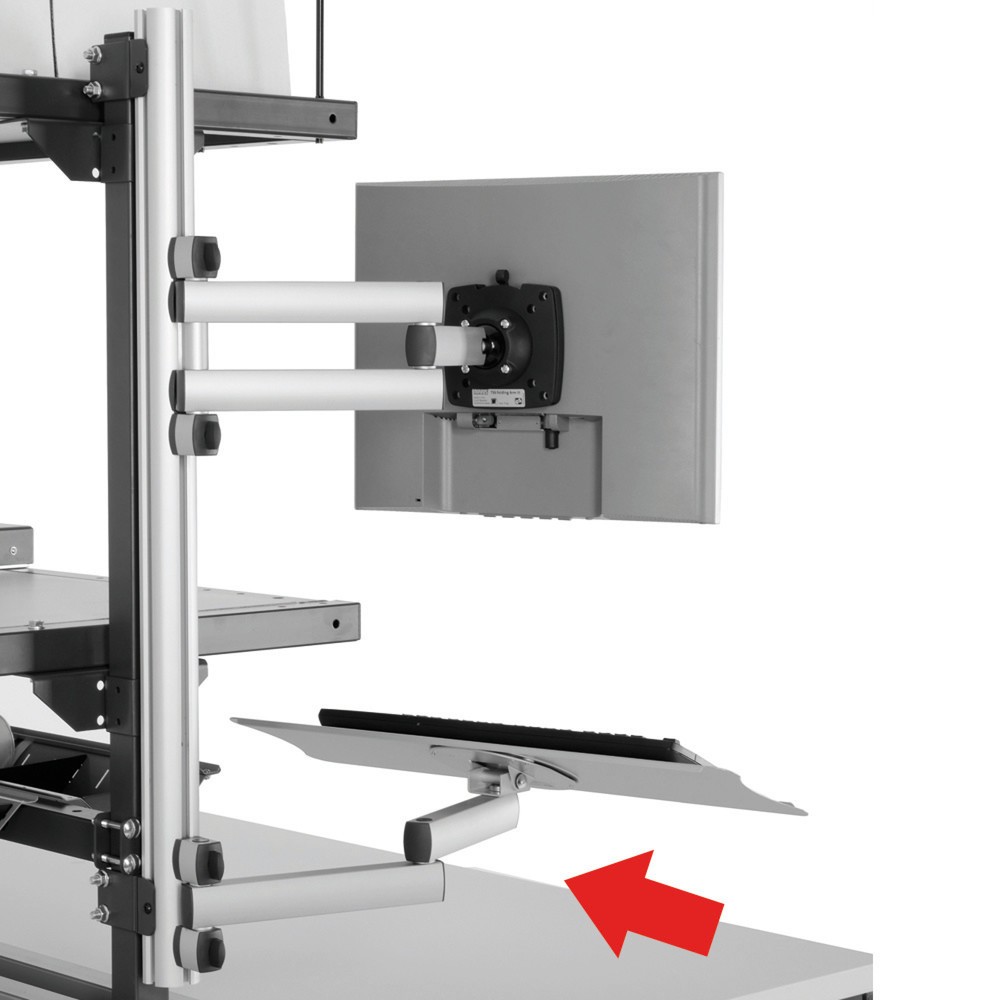 Obrázek produktu: Držák klávesnice a myši s kloubovým ramenem pro systém balicích stolů Rocholz, VxŠxH 200 x 100 x 455 mm