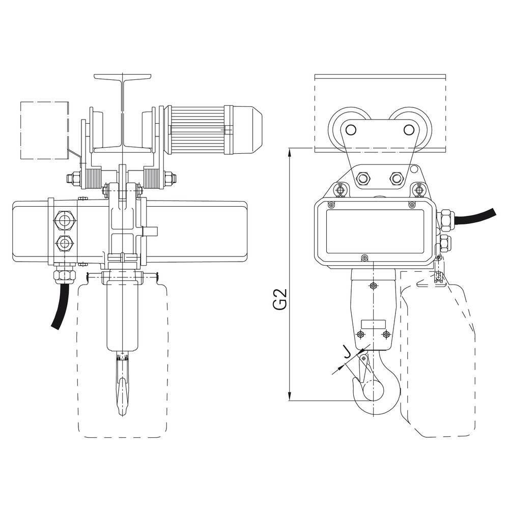 Číslo obrázku produktu 2: Elektrický řetězový kladkostroj LIFTKET S-Line s ručním pojezdem, nosnost 125 kg, 8/2 m/min