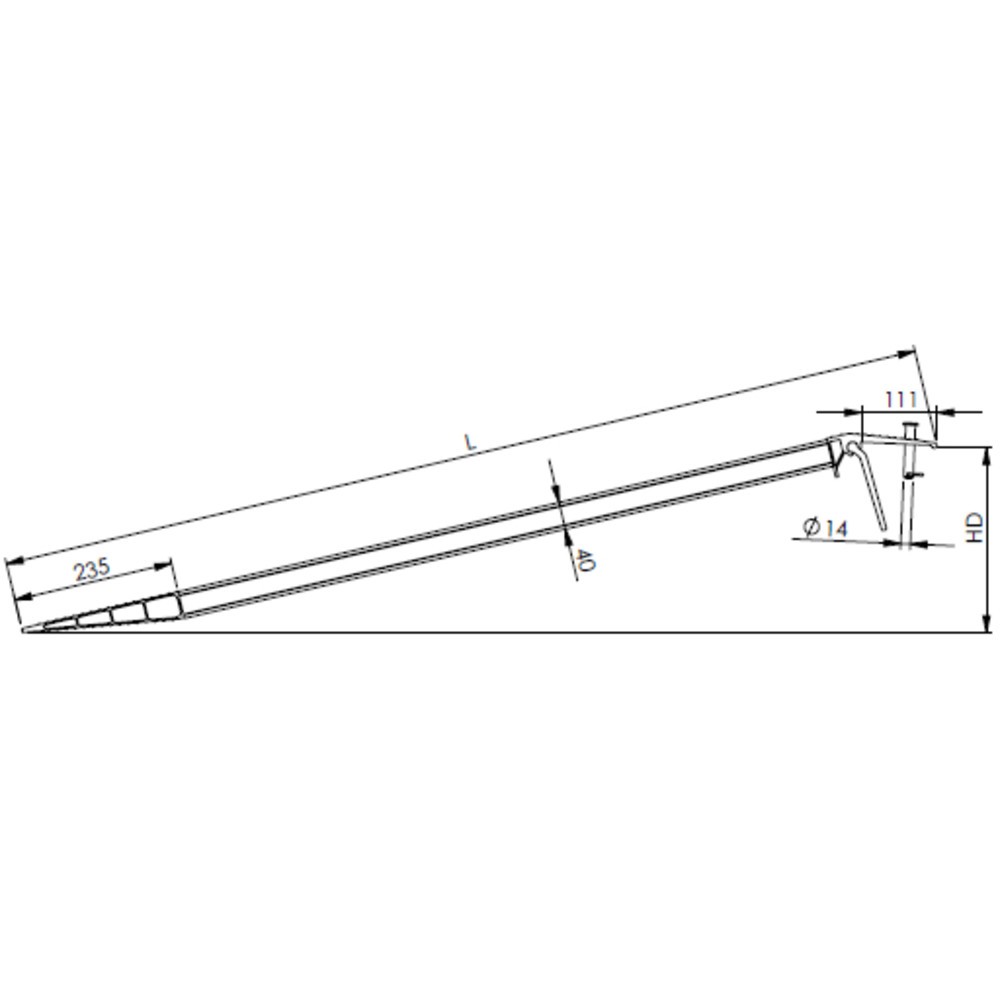 Číslo obrázku produktu 7: Hliníková nájezdová ližina, protiskluzová, nosnost 435 kg/ks, ŠxD 200 x 1500 mm