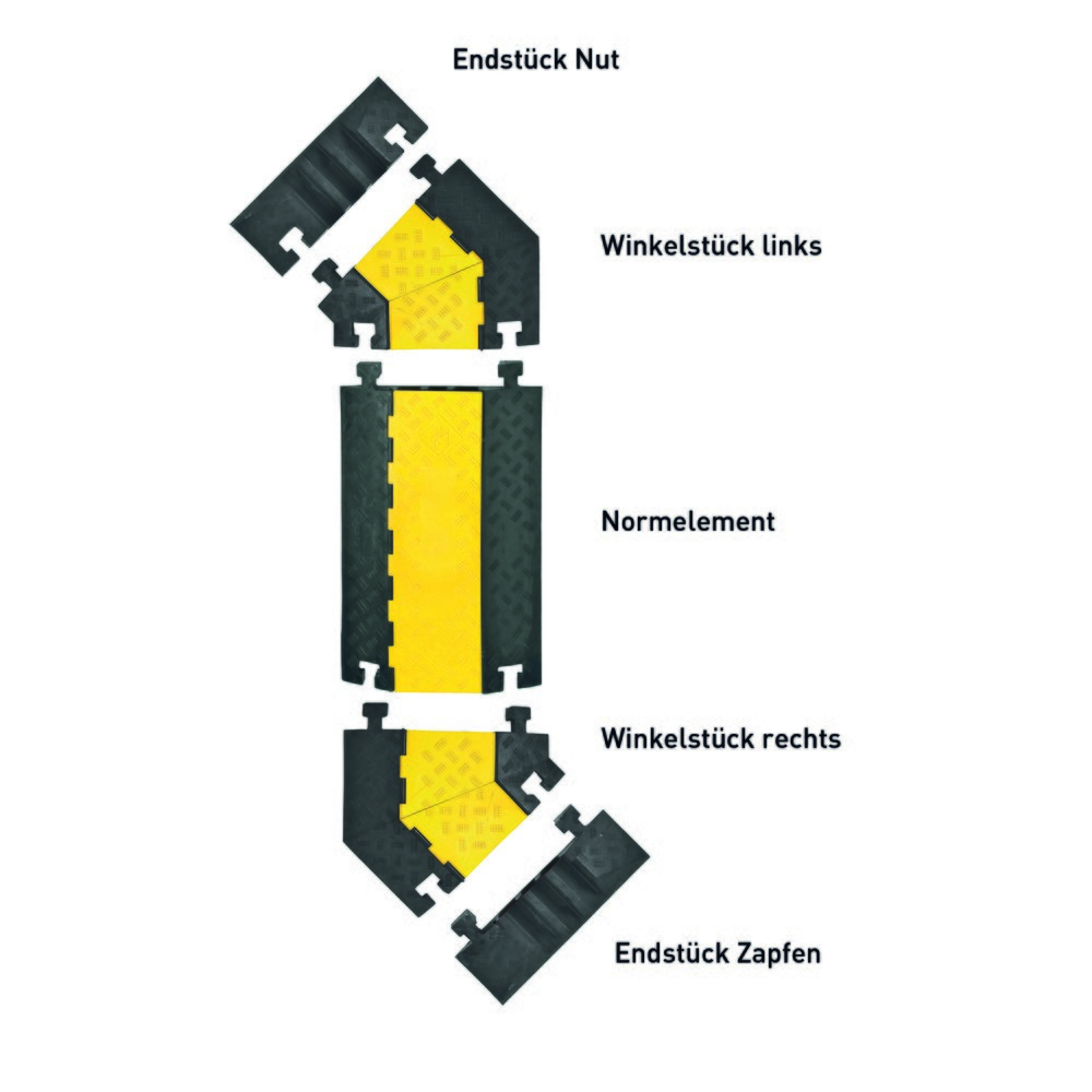 Číslo obrázku produktu 4: Kabelový můstek s 5 komorami, nasazovací, VxŠxH 50 x 900 x 500 mm, černý/žlutý