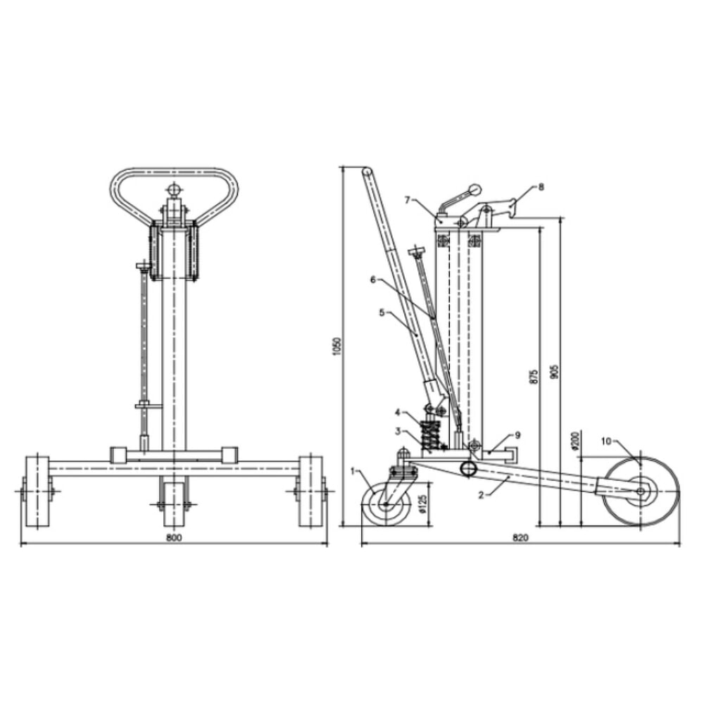 Číslo obrázku produktu 2: Manipulátor sudů se zvedáním ojí, výška zdvihu 345 mm, nosnost 250 kg, RAL 3020 dopravní červená