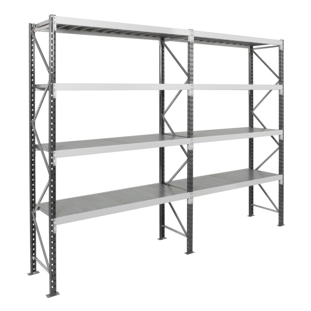 Číslo obrázku produktu 5: Široký regál ManOrga s ocelovými panely, přídavné pole, nosnost police 740 kg, VxŠxH 3 000 x 2 700 x 1 000 mm