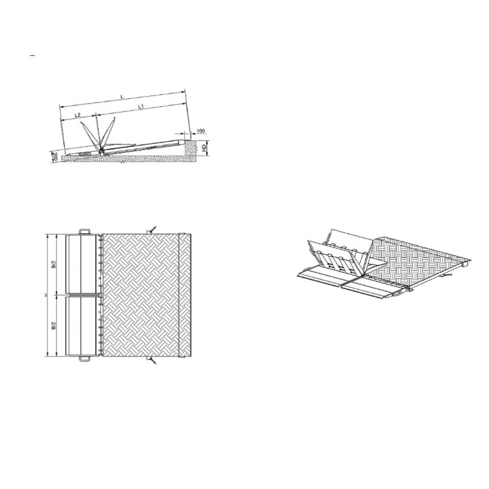 Číslo obrázku produktu 4: Nakládací rampa pro kontejnery, skládací, nosnost 7300 kg, ŠxD 2000 x 2070 mm