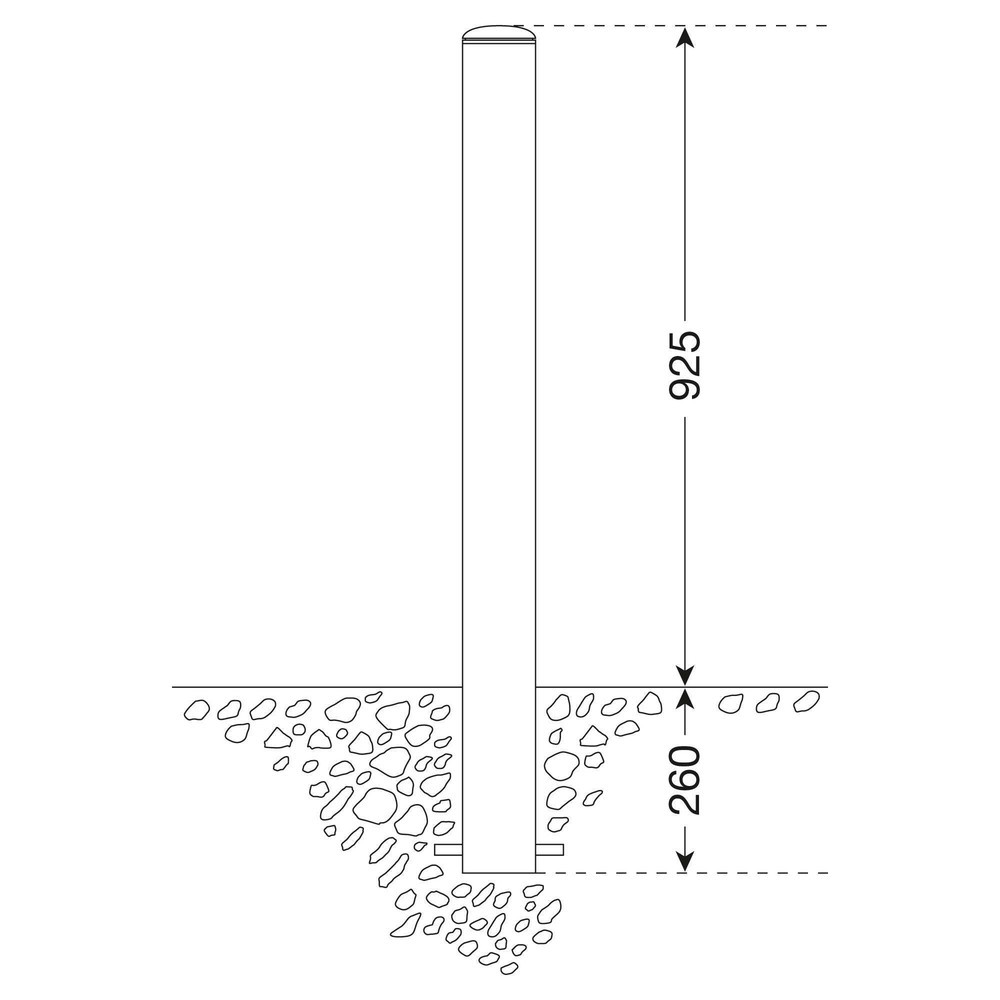 Číslo obrázku produktu 2: Nerezový sloupek MORAVIA MILANO, k zabetonování, VxØ 925 (+260) x 60 mm