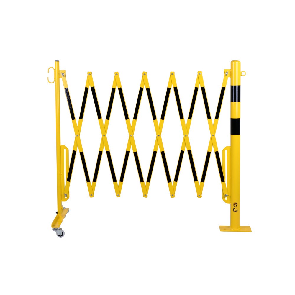 Obrázek produktu: Nůžková zábrana se zahrazovacím sloupkem, Ø 60 mm, šířka 3600 mm, černá/žlutá