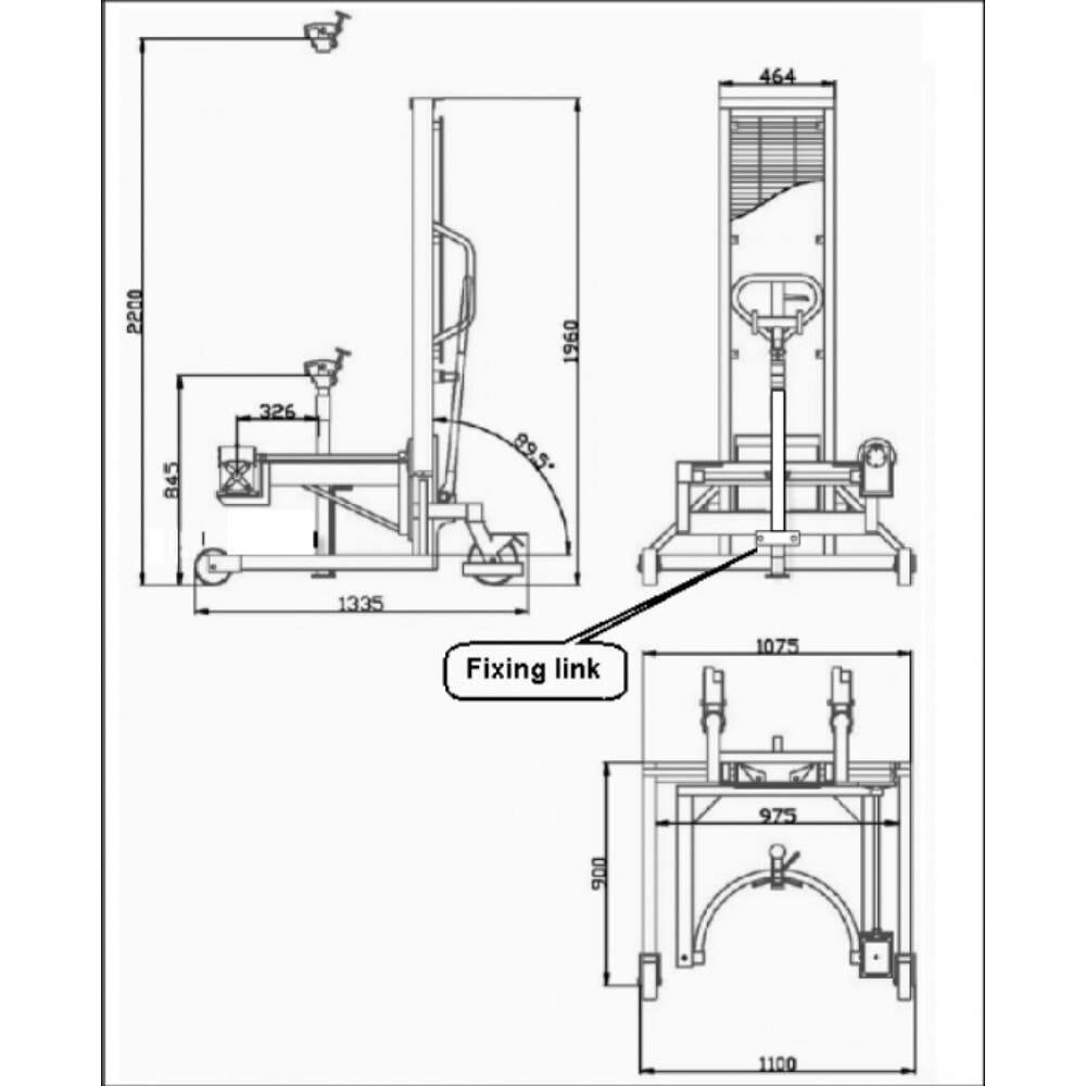 Číslo obrázku produktu 3: Obraceč sudů 180°, nosnost 350 kg, zvedání ojí, výška zdvihu 0-1300 mm