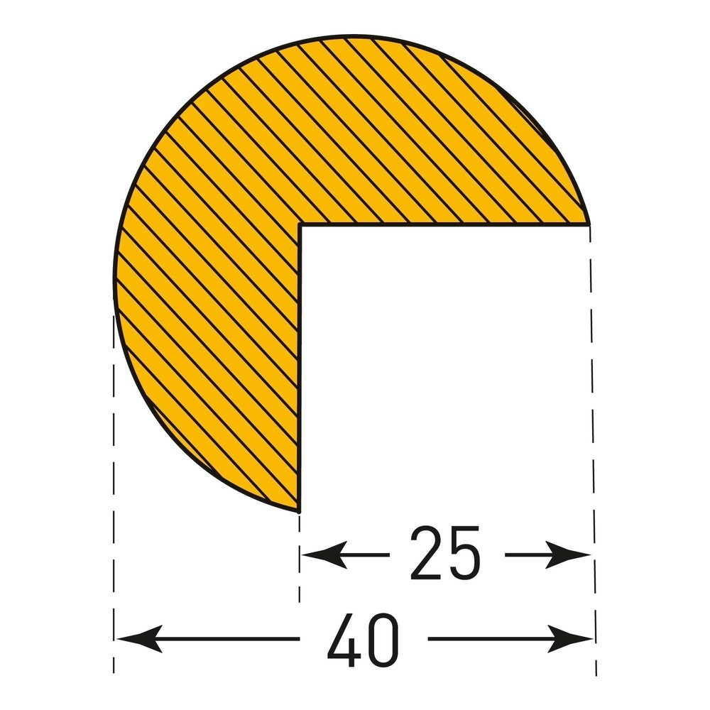 Číslo obrázku produktu 3: Ochrana hran proti nárazům, kruhová, samolepicí, VxŠ 40 x 40 mm, délka 1 m