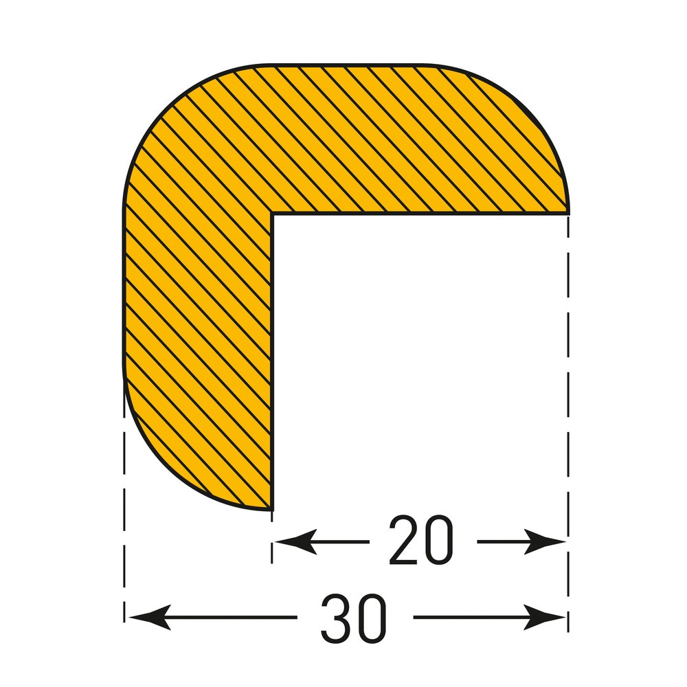 Číslo obrázku produktu 3: Ochrana hran proti nárazům MORAVIA, magnetická, půlkruhová, VxŠ 30 x 30 mm, délka 1 m