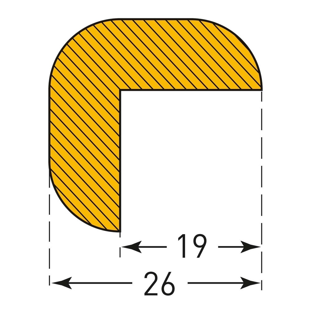 Číslo obrázku produktu 3: Ochrana hran proti nárazům, hranatá, samolepicí, půlkulatá, VxŠ 26 x 26 mm, délka 1 m