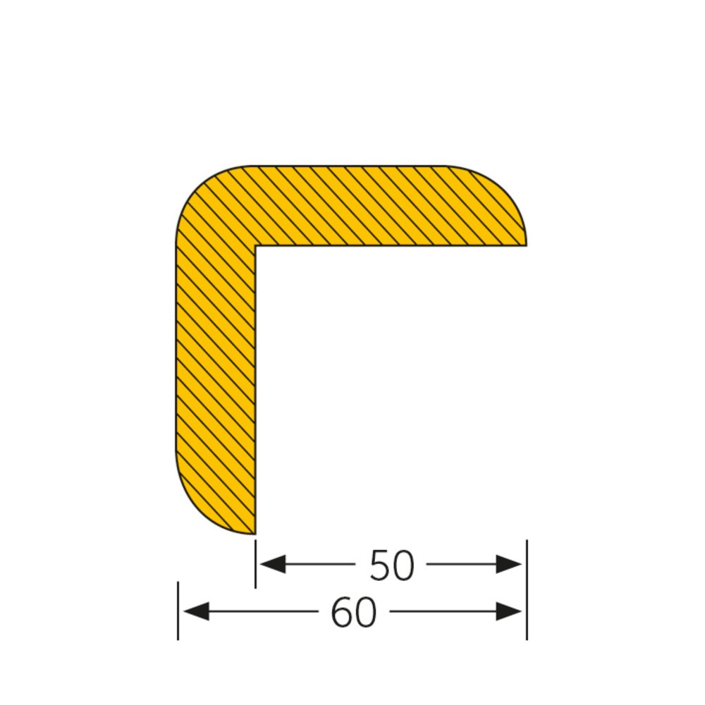Číslo obrázku produktu 2: Ochrana proti nárazům MORAVIA na hrany, lomená, špičatá, samolepicí, VxŠ 60 x 60 mm, délka 1 m