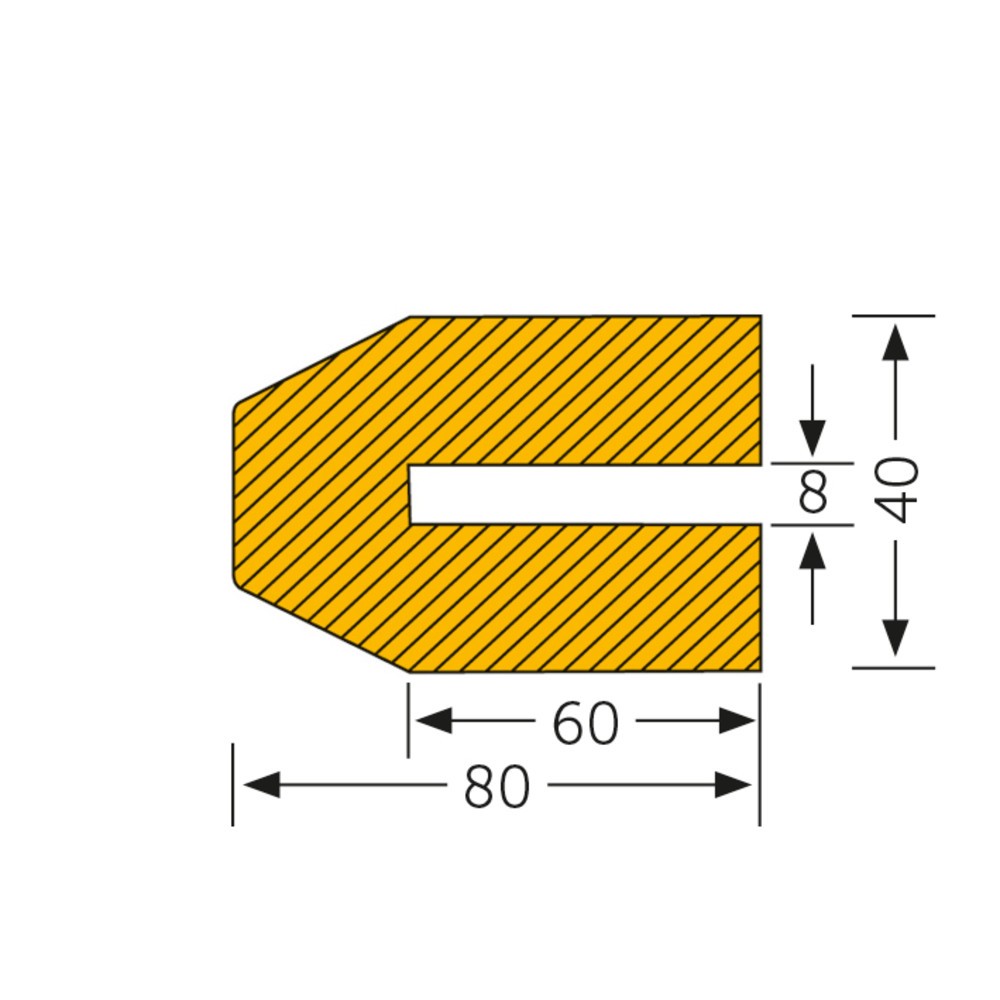 Číslo obrázku produktu 2: Ochrana hran proti nárazům MORAVIA, lichoběžníková, nasazovací, VxŠ 80 x 40 mm, délka 1 m