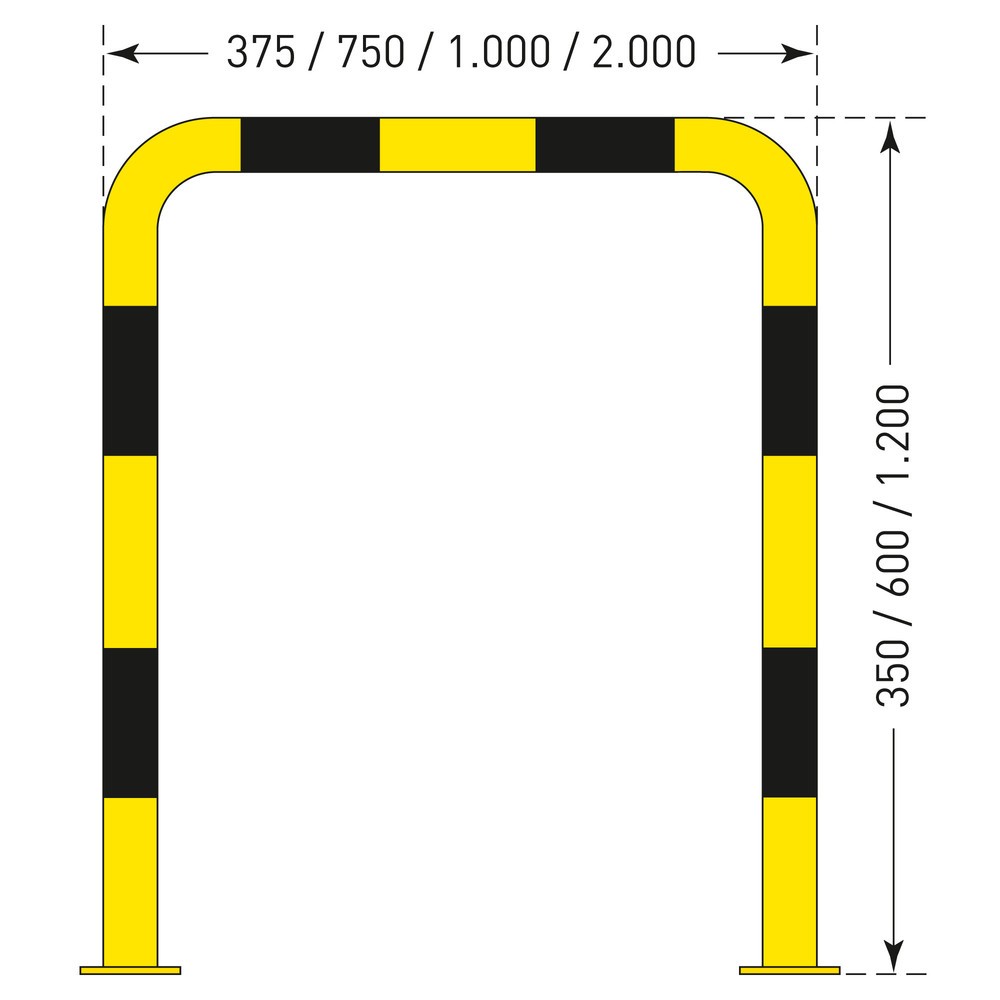 Číslo obrázku produktu 3: Ochranný oblouk - použití ve vnitřních prostorách, Ø 76 mm, VxŠ 350 x 375 mm