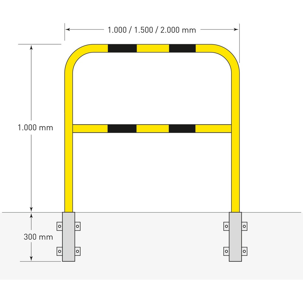 Číslo obrázku produktu 5: Ochranný oblouk, venkovní prostor, boční upevnění, možnost vyjmutí, VxŠ 1300 x 1000 mm