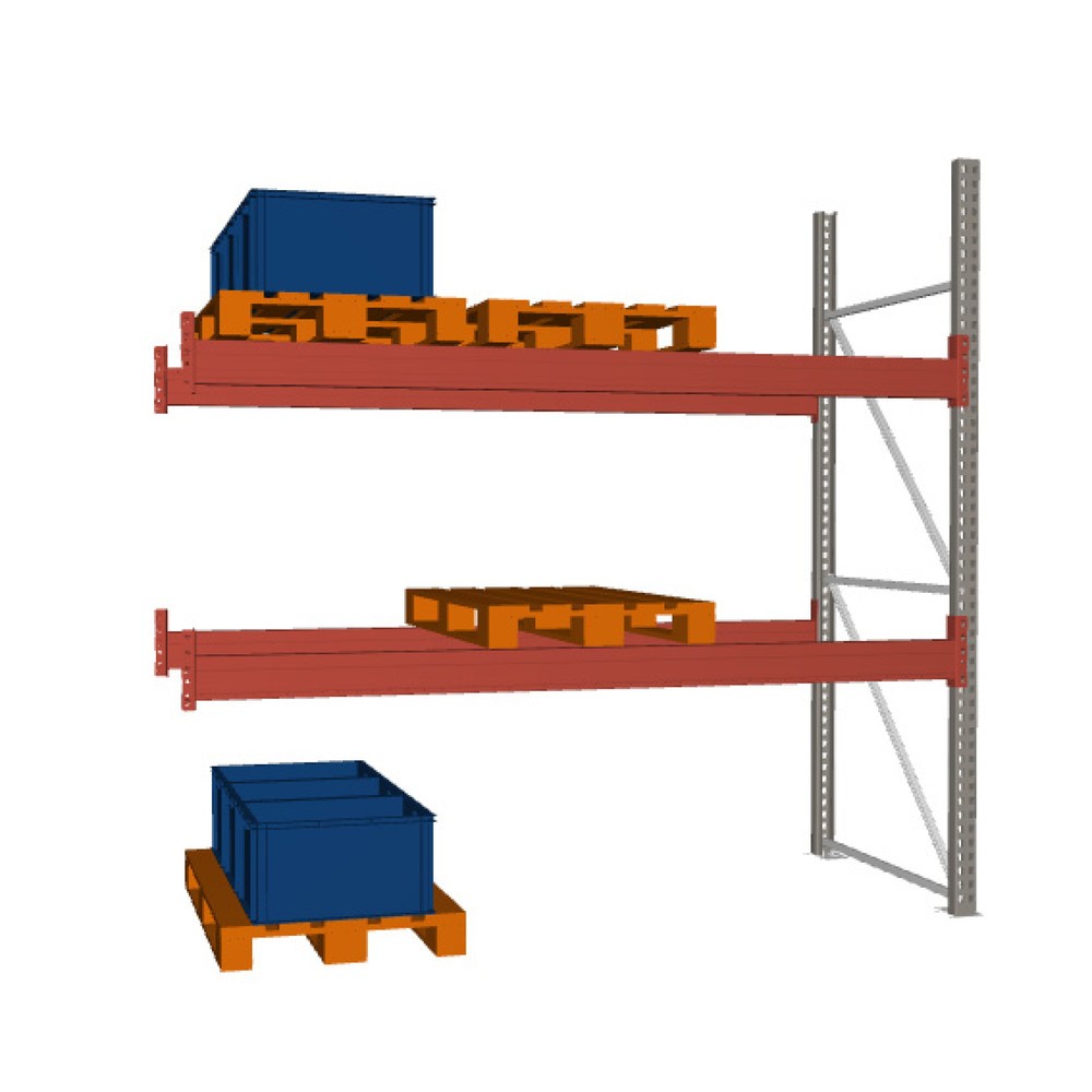 Obrázek produktu: Paletový regál META MULTIPAL, přídavné pole, nosnost police 3750 kg, 9 paletových míst, výška 2,7 m