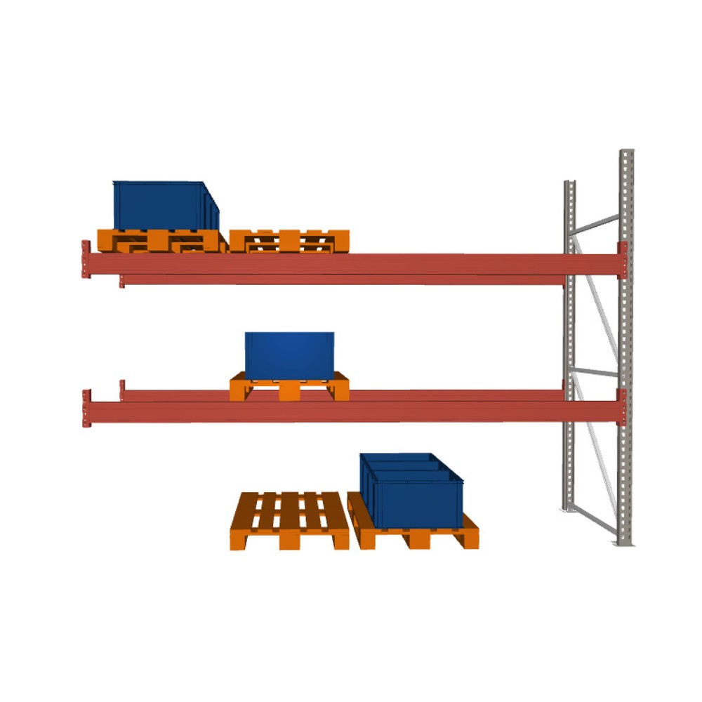 Obrázek produktu: Paletový regál META MULTIPAL, přídavné pole, nosnost police 3960 kg, 12 paletových míst, výška 2,7 m