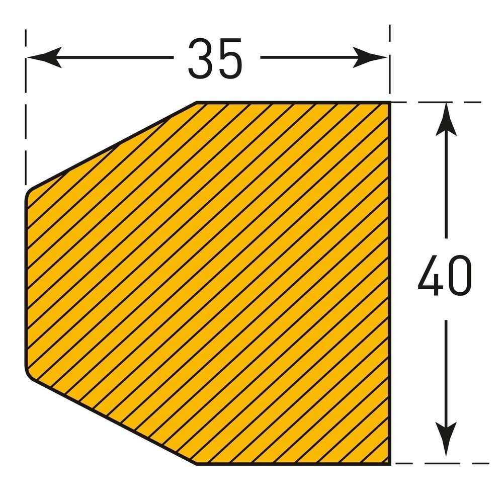 Číslo obrázku produktu 4: Ochrana ploch proti nárazům MORAVIA, lichoběžníková, samolepicí, VxŠ 35 x 40 mm, délka 1 m