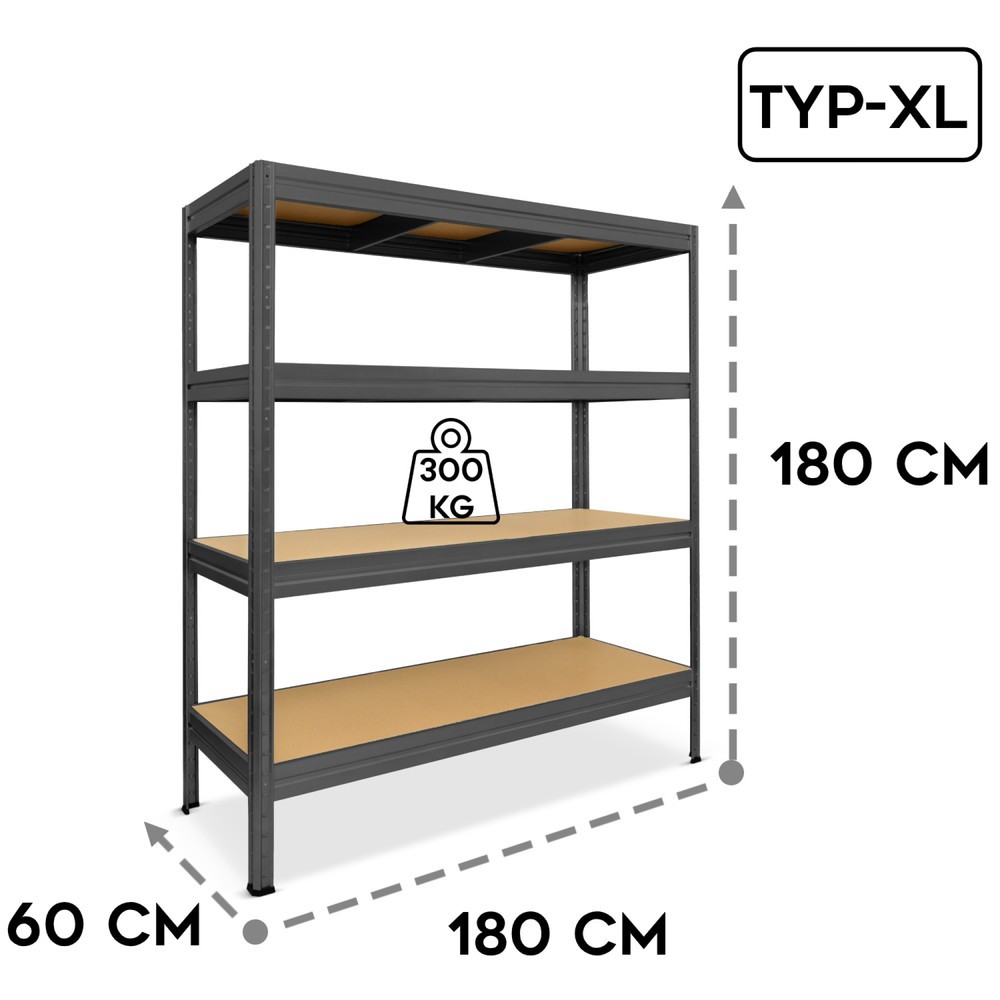 Číslo obrázku produktu 2: Policový regál Steinbock®, typ L, nosnost police 375 kg, VxŠxH 1770 x 1600 x 600 mm