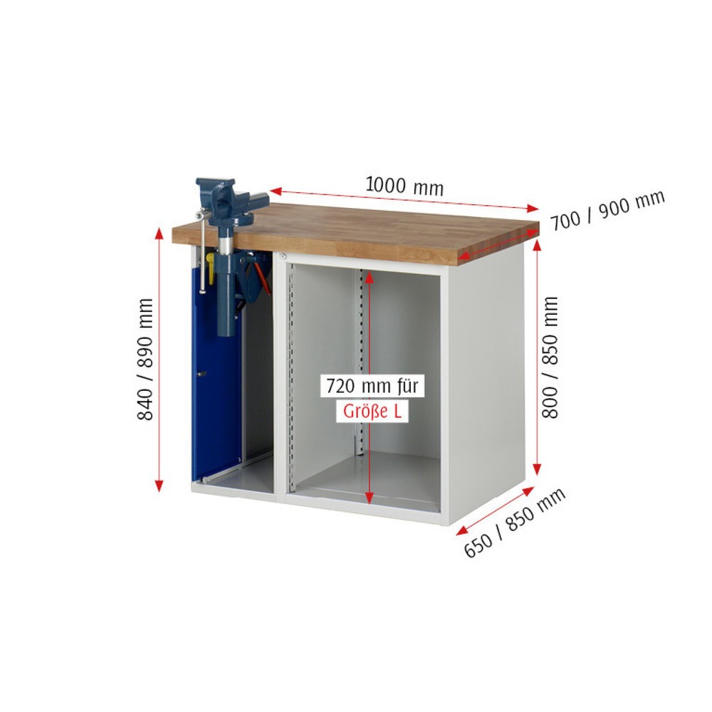 Číslo obrázku produktu 5: Pracovní stůl RAU řada 7000, 2 kontejnery, VxŠxH 840 x 1000 x 700 mm, 5x zásuvka 1 x 60 mm, 1 x 90 mm, 2 x 150 mm, 1 x 270 mm