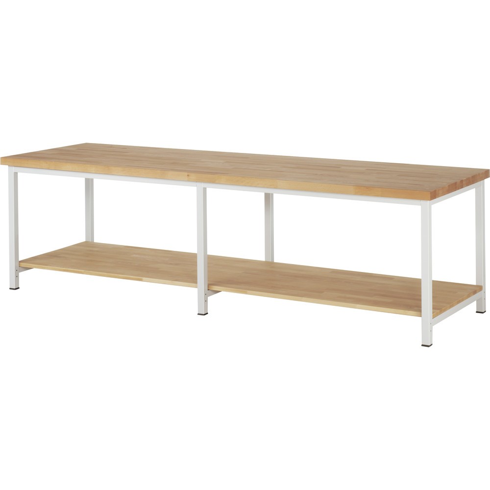 Číslo obrázku produktu 1: Pracovní stůl RAU řada 8000, V×Š×H 840-1040 × 3000 × 900 mm, dole odkládací police