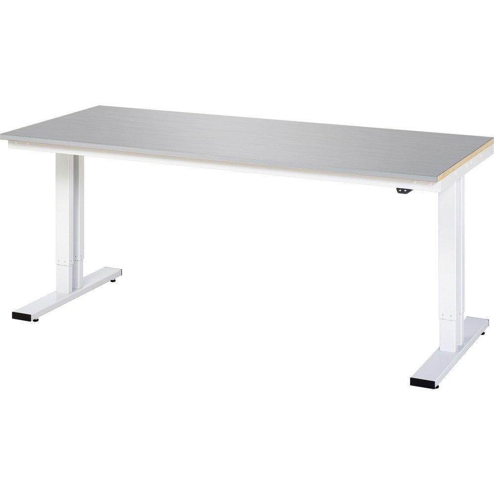 Číslo obrázku produktu 1: Pracovní stůl RAU s elektrickým nastavením výšky, řada adlatus 300, V×Š×H 720-1120 × 2000 × 800 mm, pracovní deska z plechu z nerezové oceli