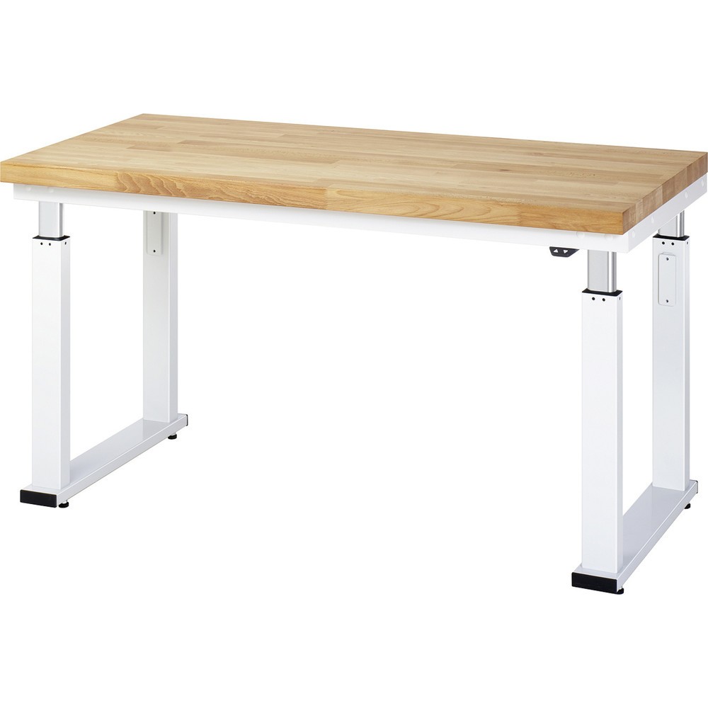 Číslo obrázku produktu 1: Pracovní stůl RAU s elektrickým nastavením výšky, řada adlatus 600, V×Š×H 740-1140 × 1500 × 700 mm, pracovní deska z bukového masivu