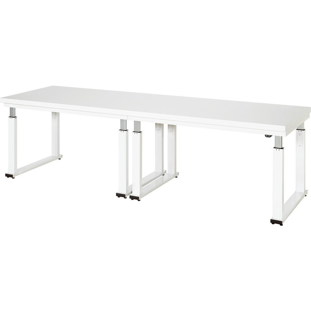 Číslo obrázku produktu 1: Pracovní stůl RAU s elektrickým nastavením výšky, řada adlatus 600, V×Š×H 740-1140 × 3000 × 900 mm, obložení z tvrdého laminátu