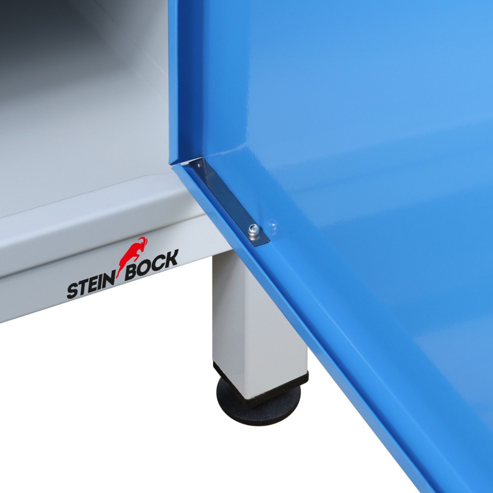 Číslo obrázku produktu 5: Pracovní stůl Steinbock® Premium, 1 odkládací plocha, 1 dvířka, nosnost 300 kg, V×Š×H 840 × 600 × 600 mm, RAL 7035/5012