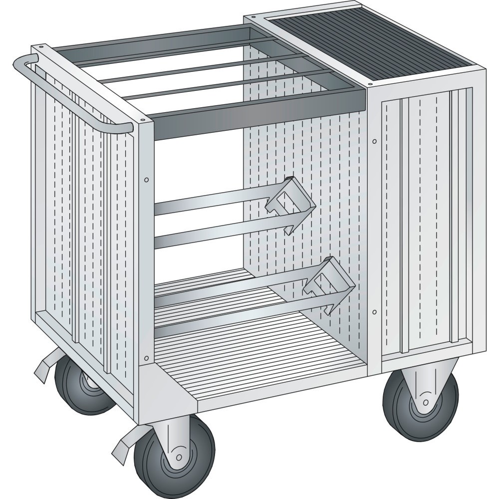 Obrázek produktu: Přepravní vozík NC LISTA 36x36E, (ŠxHxV) 1080x692x975 mm, bez držáku nástrojů, světle šedá