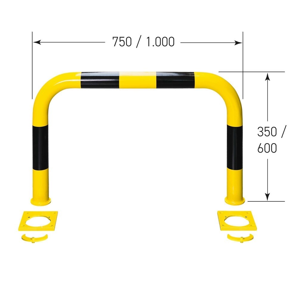 Číslo obrázku produktu 5: Protinárazový ochranný oblouk k ukotvení, VxŠ 350 x 1000 mm