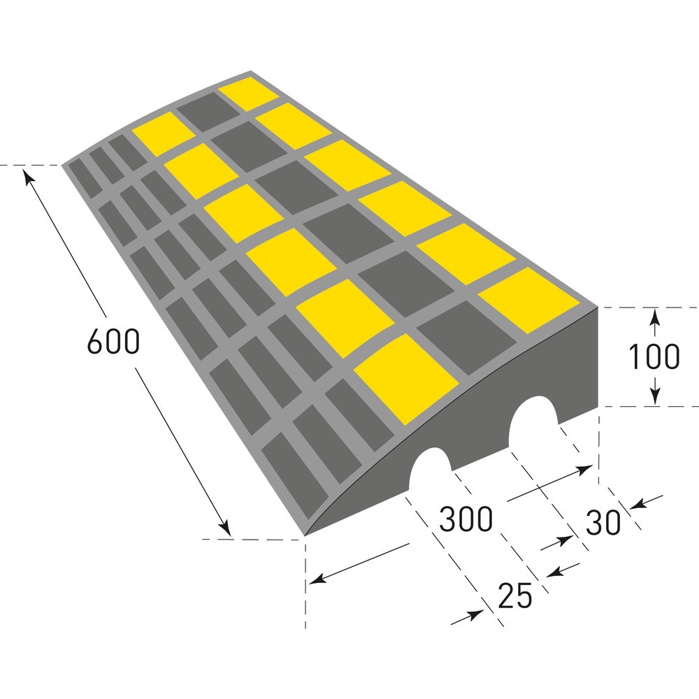 Číslo obrázku produktu 2: Rampa na obrubník, tvrdá guma, VxŠxH 100 x 600 x 300 mm