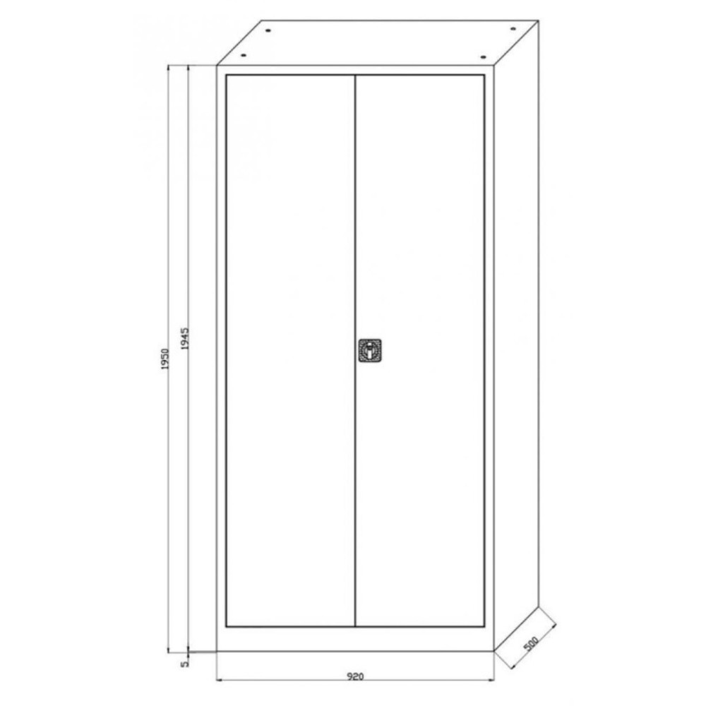 Číslo obrázku produktu 2: Ocelová skříň HEMMDAL HS-XBT, 5 výšek pořadačů, VxŠxH 1950 x 1200 x 500 mm, police s práškovým nástřikem, světle šedá