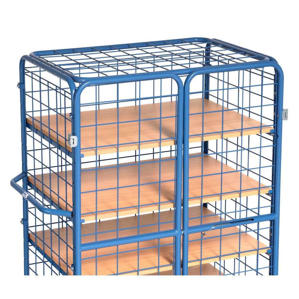 Číslo obrázku produktu 3: Skříňový vozík fetra®, nosnost 600 kg, mřížové stěny, dvojkřídlé dveře, 5 pater à 1000 × 600 mm