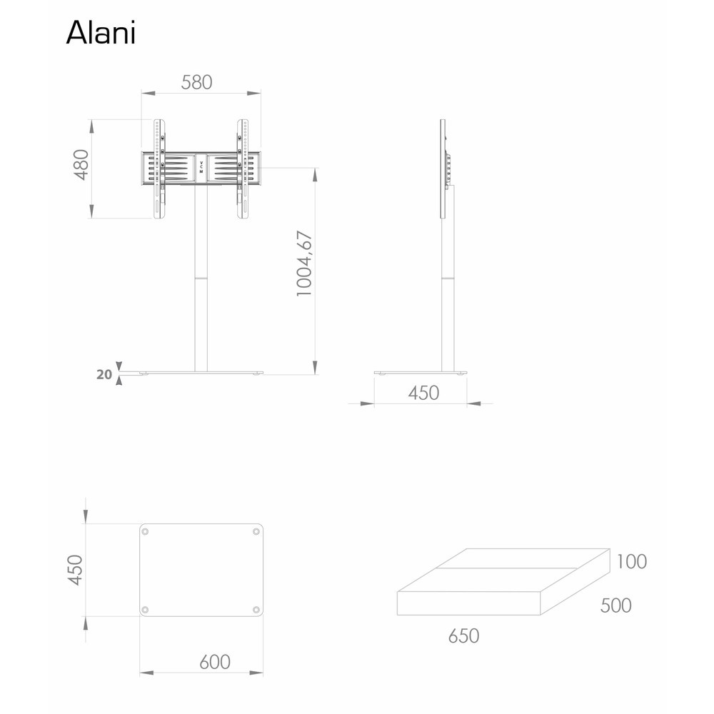 Číslo obrázku produktu 4: Televizní stojan Alani, stříbrná