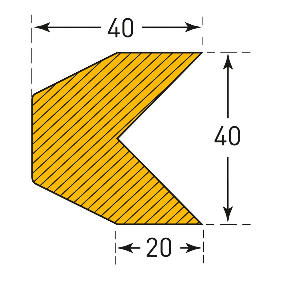 Číslo obrázku produktu 4: Ochrana hran proti nárazům MORAVIA, lichoběžníková, magnetická, VxŠ 40 x 40 mm, délka 1 m