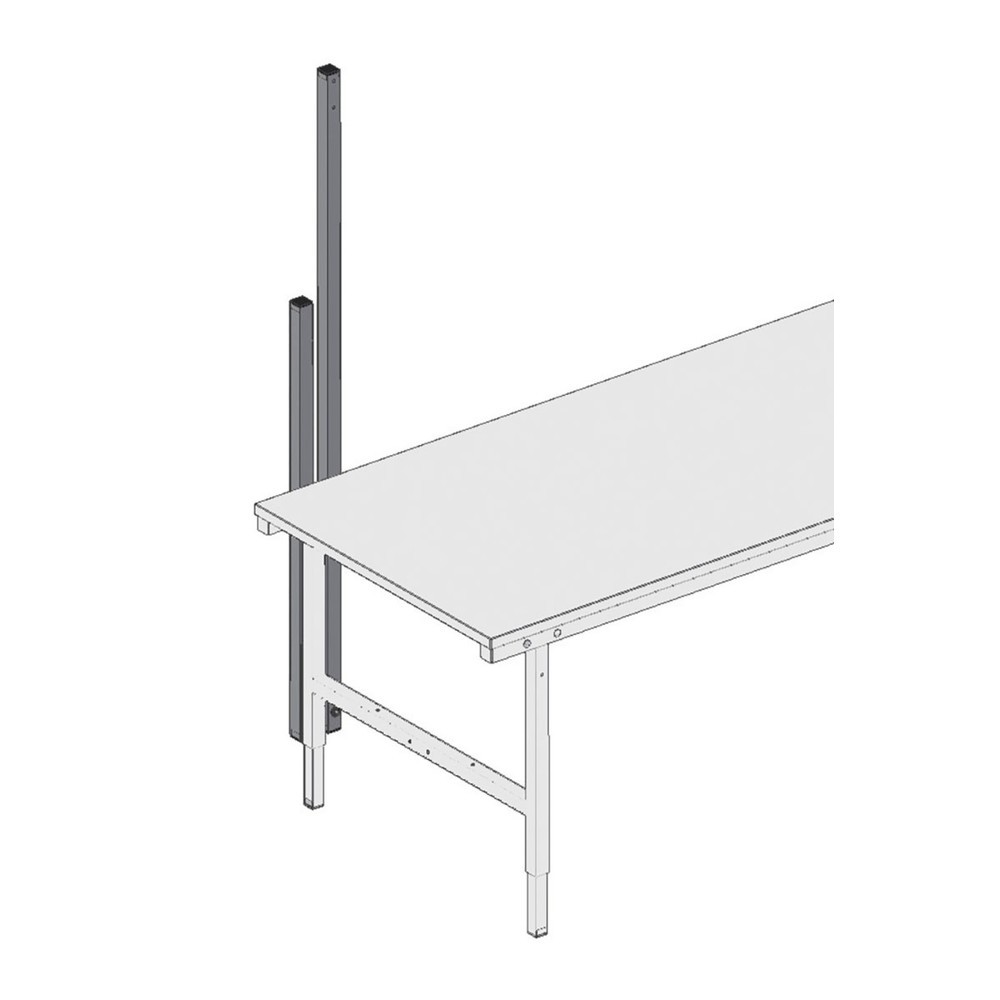 Číslo obrázku produktu 2: 2 dlouhé upevňovací traverzy, VxŠxH 1770 x 40 x 40 mm, 1085 mm nad deskou stolu