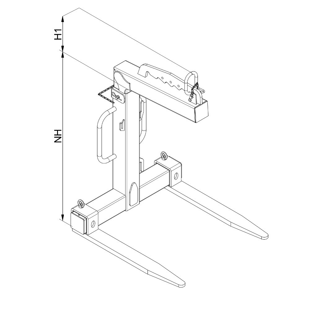 Číslo obrázku produktu 2: Vidlice jeřábu s manuální kompenzací hmotnost, hřeby z profilované ocel, nosnost 1 500 kg