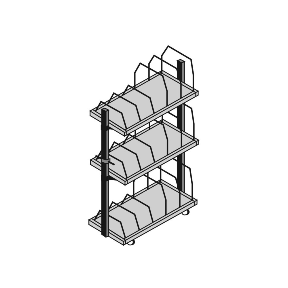 Číslo obrázku produktu 2: Zásobník na lepenkové obaly Rocholz s madlem, 3 patra, VxŠxH 1860 x 1015 x 600 mm