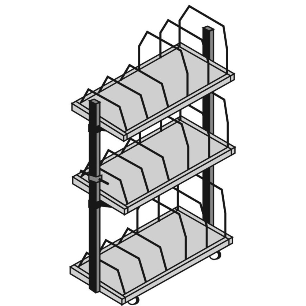 Číslo obrázku produktu 3: Zásobník na lepenkové obaly Rocholz s madlem, 3 patra, VxŠxH 1860 x 1015 x 600 mm